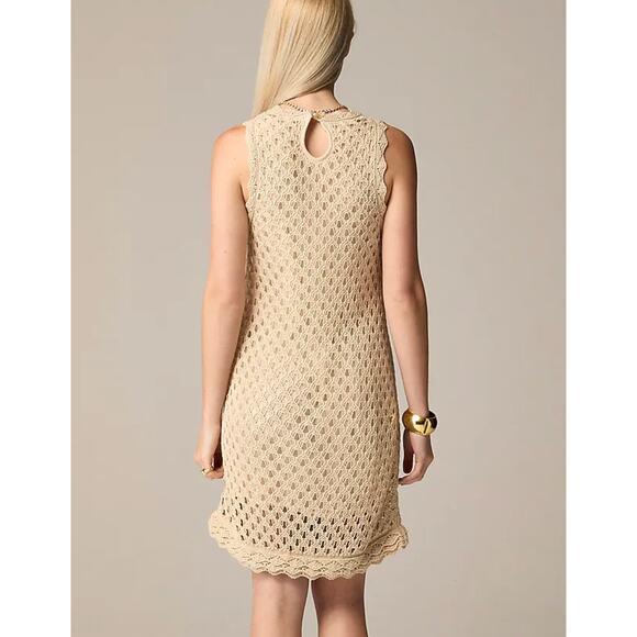 J.Crew Pointelle Sleeveless Sweater Dress Natural Beige Resort Boho Medium NWT - Picture 2 of 11